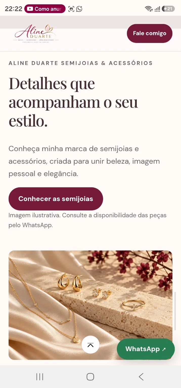Captura real da landing page de semijoias