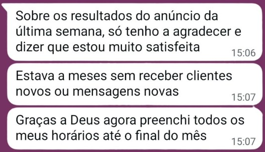 Depoimento original de cliente sobre resultados percebidos após campanha de anúncios