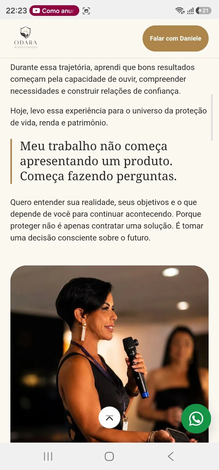 Captura real de landing page de consultoria